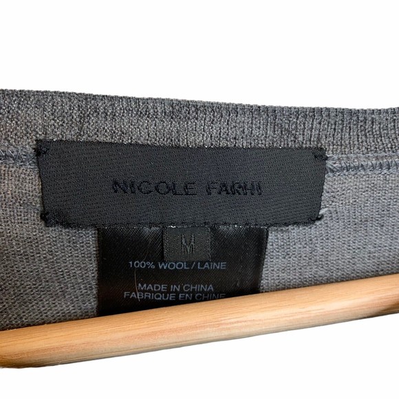 Nicole FARHI Grey Men’s Crew Neck Wool Sweater Size M - Picture 9 of 9